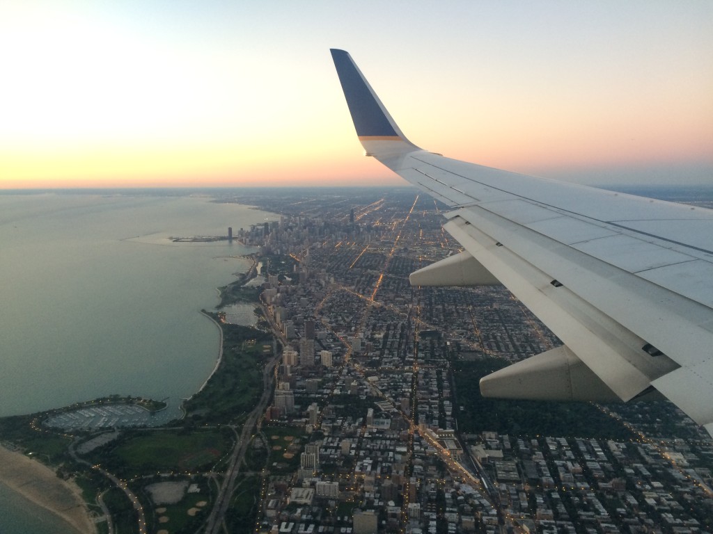 Flying back into Chicago on an early Monday morning.